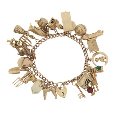 Lot 96 - A 9ct gold charm bracelet