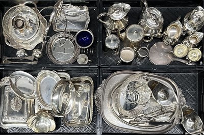 Lot 74 - A large collection of silver plated tea...