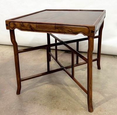 Lot 608 - A tropical hardwood Mahjong table, square top,...