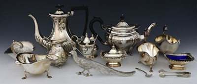 Lot 19 - A group of plated wares, to include a teapot,...