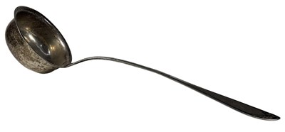 Lot 476 - A silver ladle with laurel leaves moulded to...