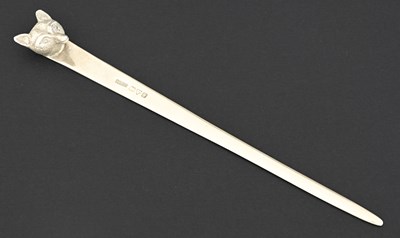 Lot 100 - Asprey London, a George V silver paper knife...