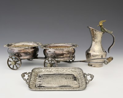 Lot 6 - A Regency-style plated decanter wagon, length...