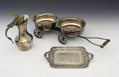 Lot 6 - A Regency-style plated decanter wagon, length...