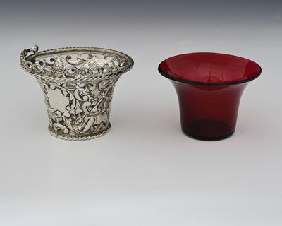 Lot 94 - A Victorian silver swing handle sugar basket...