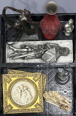 Lot 37 - A collection of ornaments of resin, metal and...