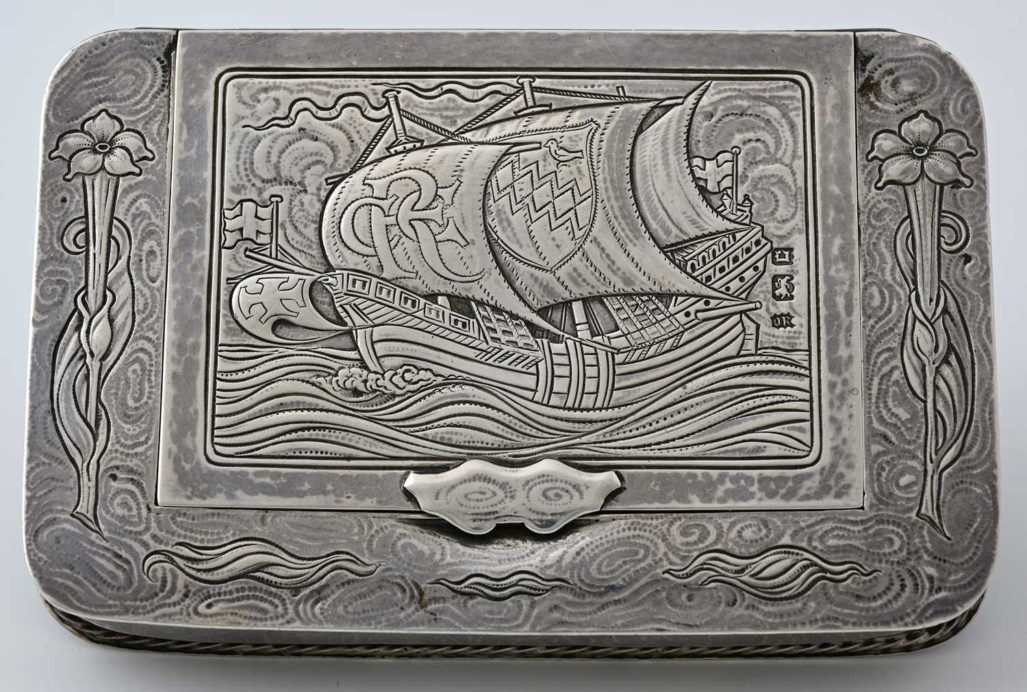 Lot 60 - Omar Ramsden, an Arts and Crafts silver box,...