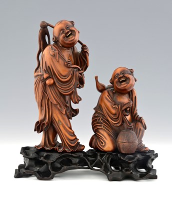 Lot 126 - A Chinese carved hardwood figure group of...