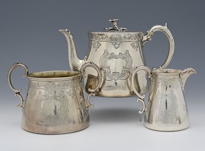 Lot 347 - A Victorian silver three-piece teaset, by John...