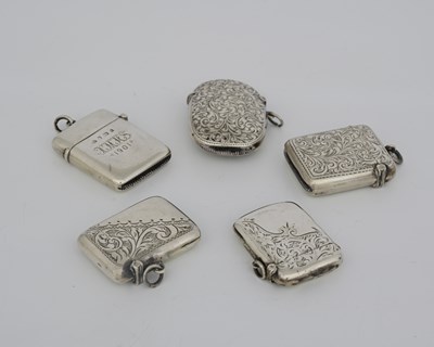 Lot 39 - Five hallmarked silver vesta cases, to include...