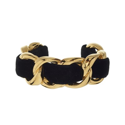 Lot 274 - Chanel, a velvet woven cuff bangle.