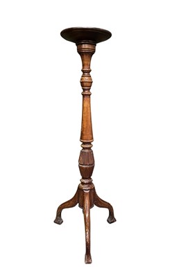 Lot 603 - A mahogany tripod torchere or pot stand, round...