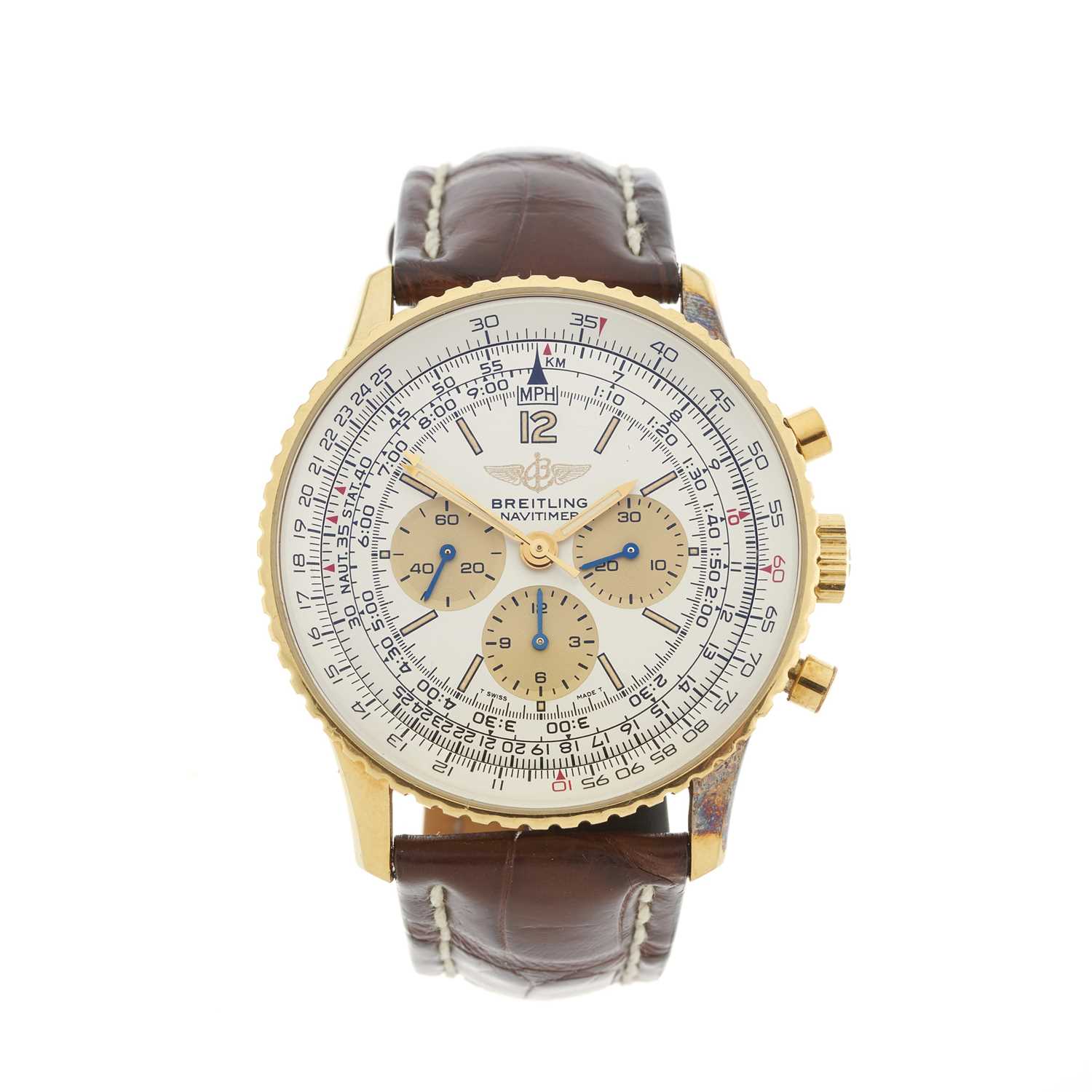 Lot 209 - Breitling, an 18ct gold Navitimer chronograph...