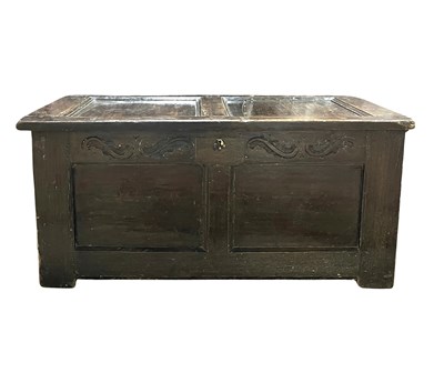 Lot 596 - An 18th century or earlier oak blanket box or...