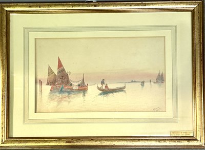 Lot 533 - G.Bettini, sunset on the Venetian Lagoon,...