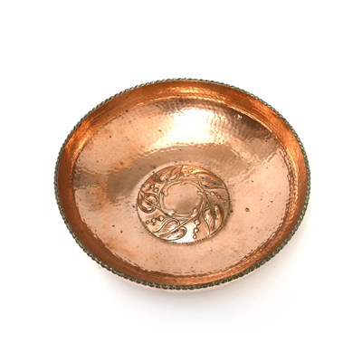 Lot 473 - A Hart & Huyshe Campden hammered copper bowl,...