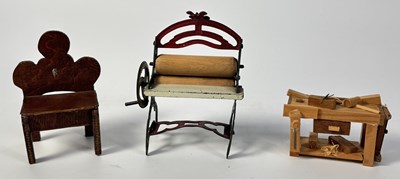 Lot 355 - A miniature or dolls house clothes mangle,...