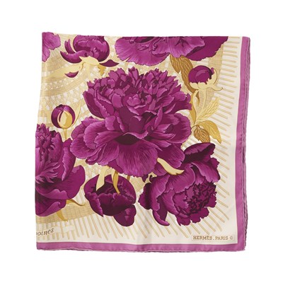 Lot 339 - Hermes, a Les Pivoines silk scarf.
