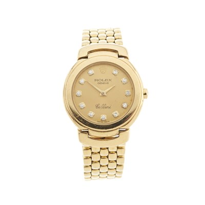 Lot 216 - Rolex, an 18ct gold Cellini bracelet watch,...