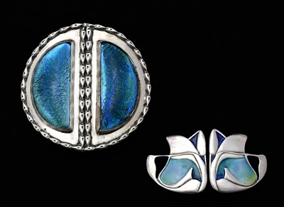 Lot 313 - An Edwardian silver and enamel Arts and Crafts...