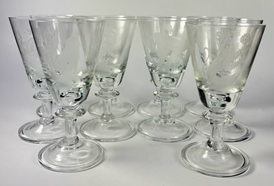 Lot 251 - A set of 10 wine glasses engraved by Stephen...