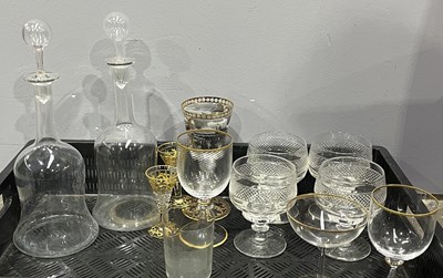 Lot 52 - A collection of clear glass to include: gilt...