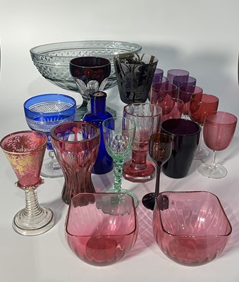 Lot 55 - A collection of coloured glasses; a quantity...