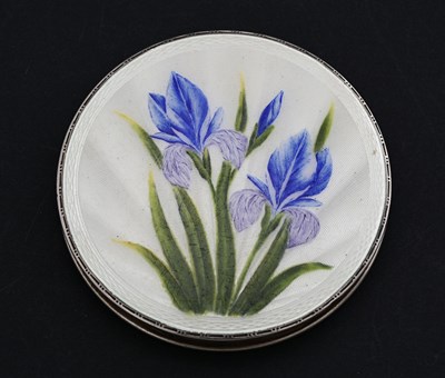 Lot 152 - An Elizabeth II silver and enamel compact,...