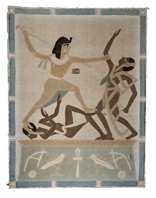 Lot 538 - An Egyptian Revival linen appliqué wall...