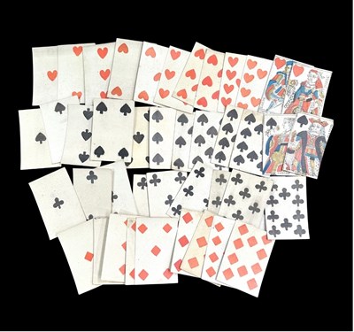 Lot 292 - A partial deck of cards, printed on laid paper,...