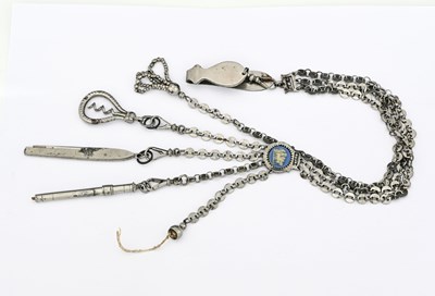 Lot 525 - A Wedgwood Jasperware and cut steel chatelaine,...