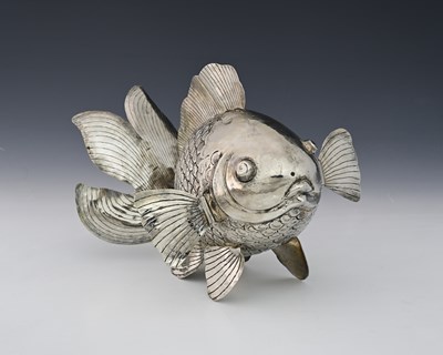 Lot 2 - A South-East Asian white metal novelty fish,...
