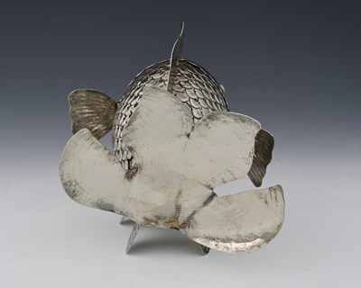 Lot 2 - A South-East Asian white metal novelty fish,...