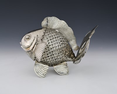 Lot 2 - A South-East Asian white metal novelty fish,...