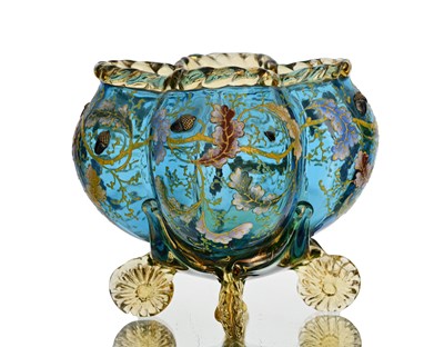 Lot 163 - Moser, a Bohemian enamelled and gilt turquoise...