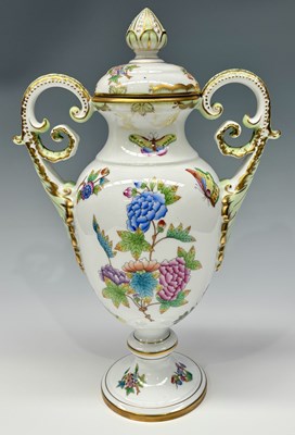 Lot 92 - Herend, Hungary, a twin-handled porcelain vase...
