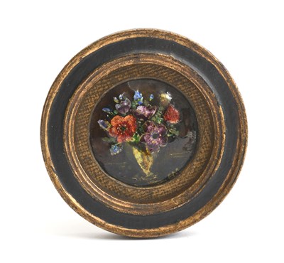 Lot 528 - An enamel roundel by Ernestine Mills,...
