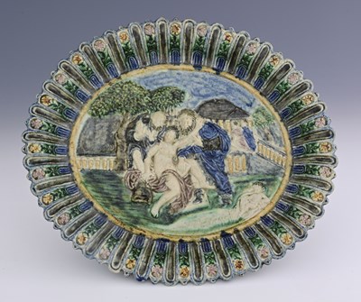 Lot 608 - After Bernard Palissy, a relief moulded...