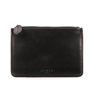 Lot 237 - Alaia, a smooth black leather pouch, featuring...