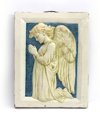 Lot 222 - A Della Robbia Pottery Kneeling Angel plaque...