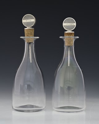 Lot 225 - A pair of Art Deco silver-topped glass...