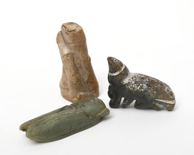 Lot 99 - A Chinese carved soapstone caved as a s bamboo...