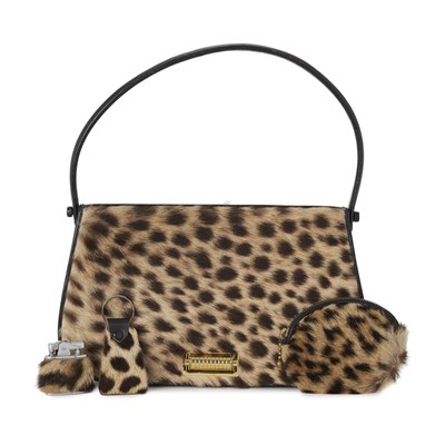 Lot 431 - A vintage leopard handbag w/ matching accessories.