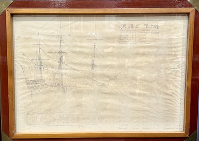 Lot 514 - A blueprint of HMS Victory printed on canvas...