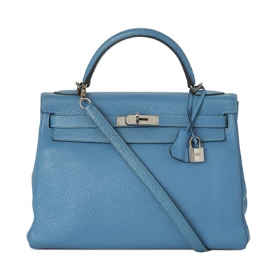 Lot 331 - Hermes, a 2014 Blue Jean Kelly Retourne 32 handbag.