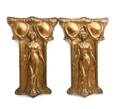 Lot 458 - A large pair of Art Nouveau gilded bronze...