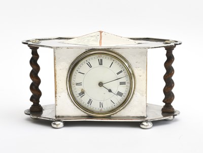 Lot 485 - An A E Jones electroplated mantel clock, model...