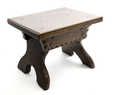 Lot 435 - A carved oak stool by Jack Grimble of Cromer,...