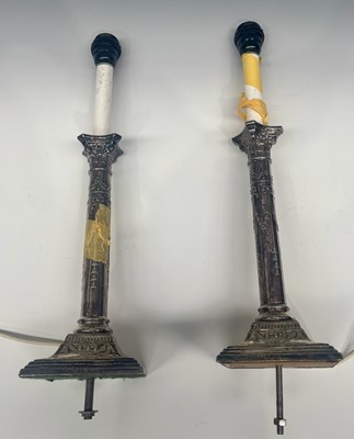 Lot 167 - A Pait of silverplated candlesticks, later...