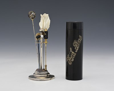 Lot 133 - An Edwardian silver-mounted hat pin stand, by...